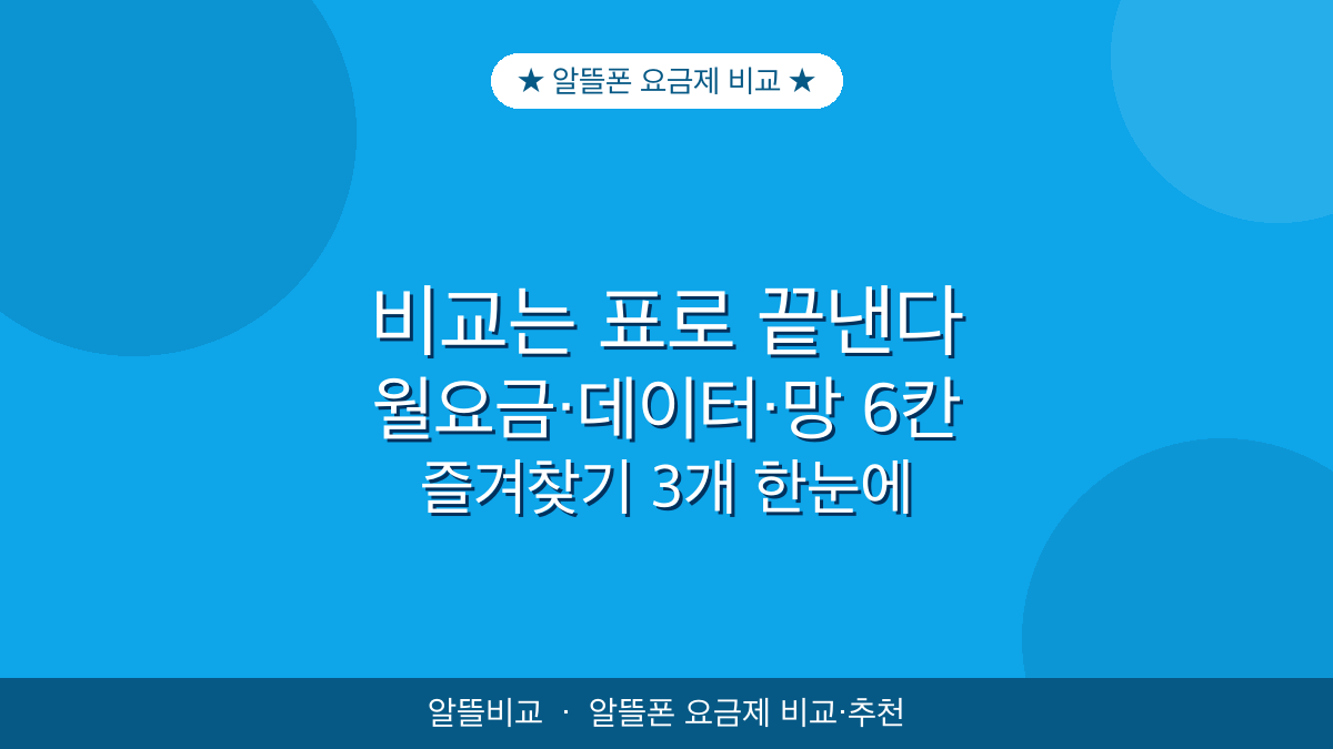 알뜰폰 요금제 비교 방법 | 표에 넣을 6가지