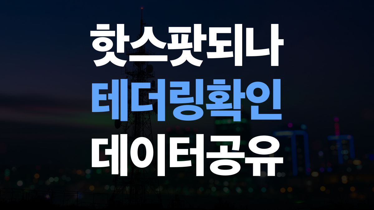 알뜰폰 요금제 비교 추천 - 핫스팟 테더링 데이터 확인법 총정리
